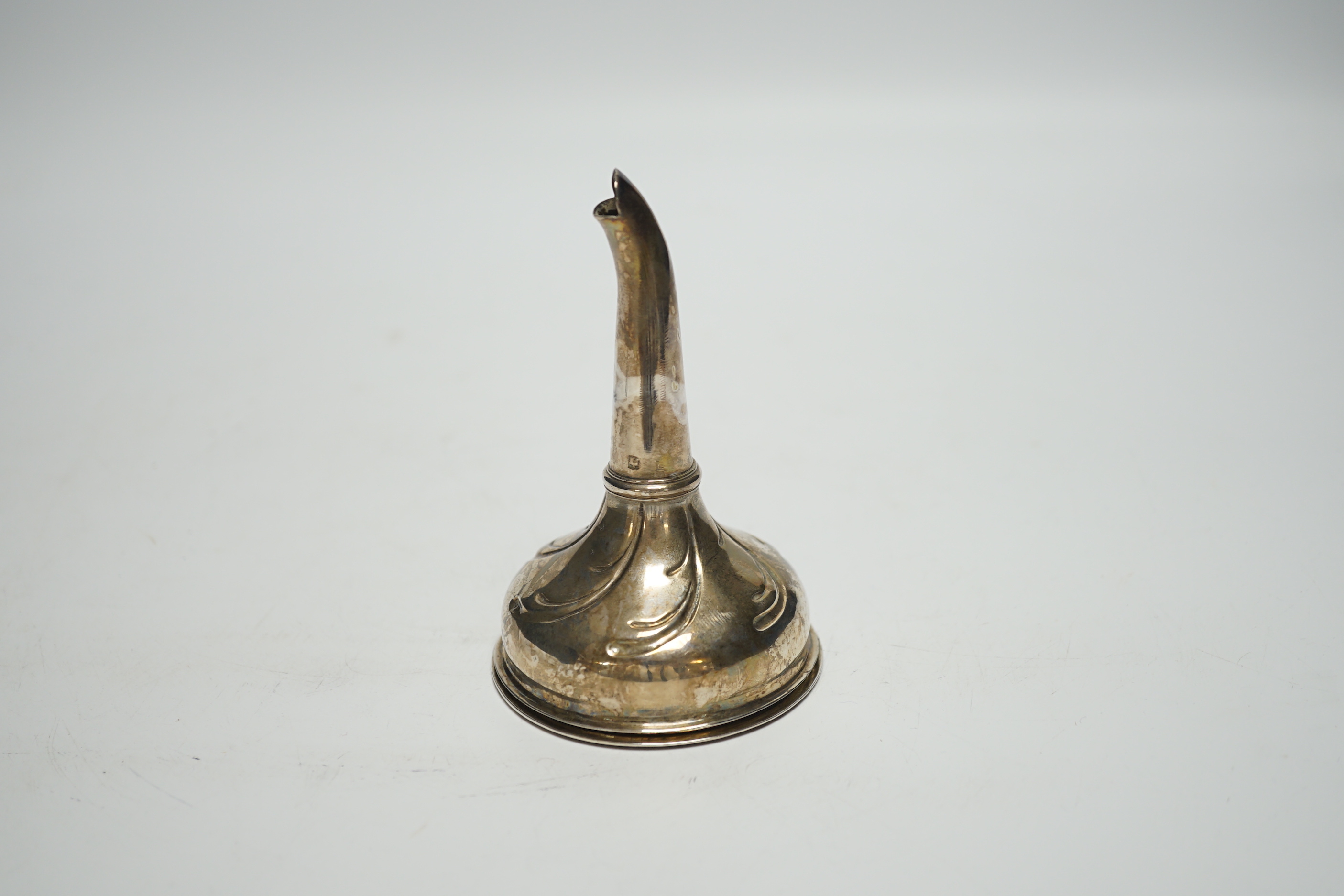 A George III Scottish silver wine funnel, lacking straining section, marks rubbed, 10.9cm.